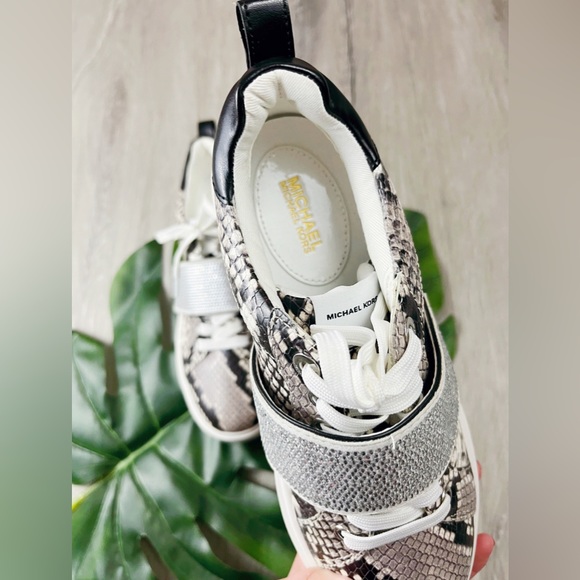 MICHAEL KORS Emmett Embellished Snake Embossed Leather Sneaker✨brand new - Picture 6 of 7